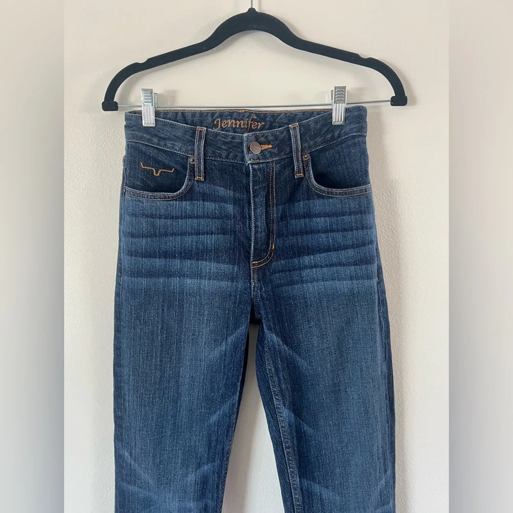 Kimes Ranch Jennifer Dark Wash High Rise Flare Leg With Trouser Hem Jeans - Picture 5 of 11